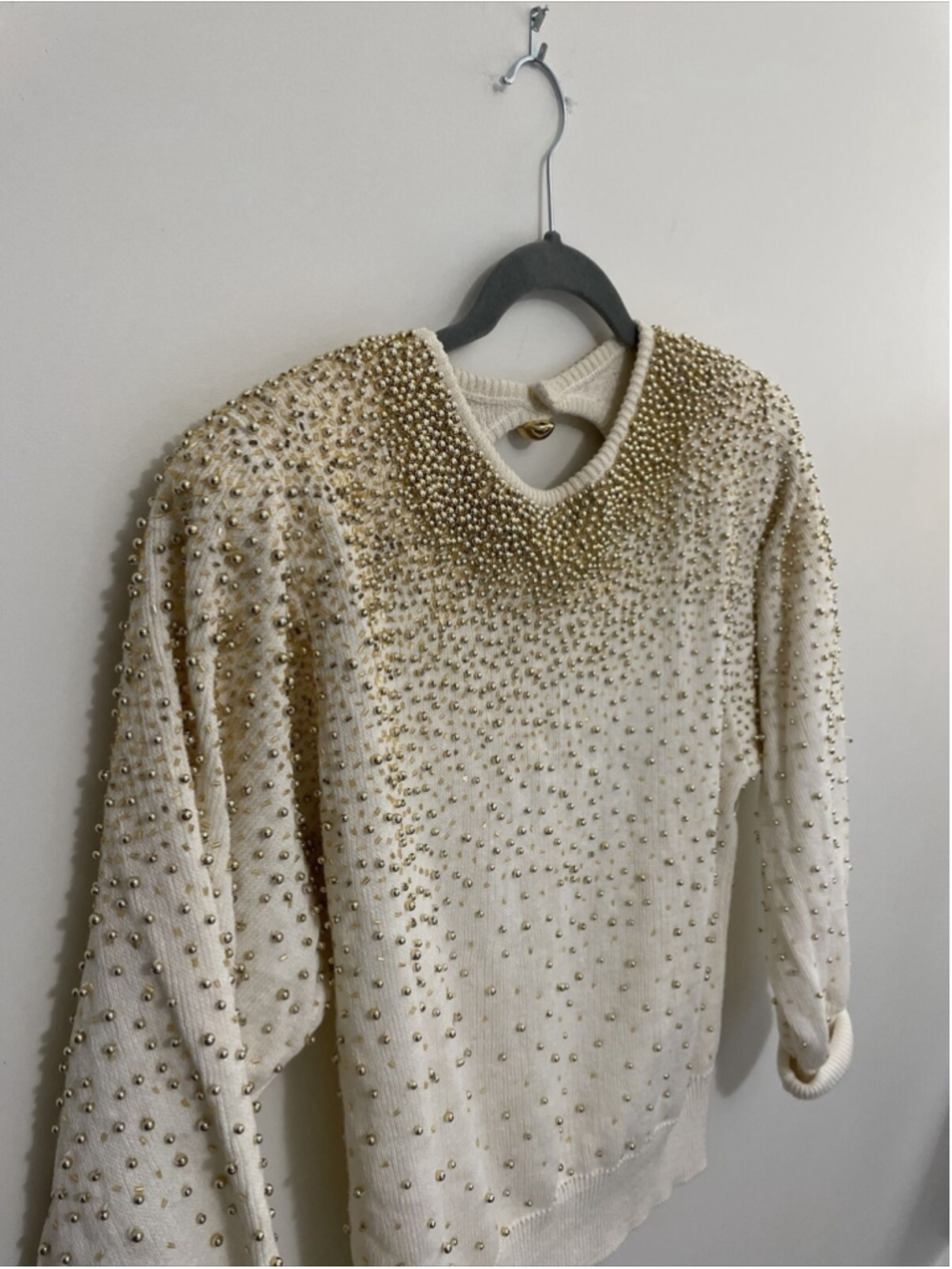 Vintage 80's Bonnie Bower Beaded Sweater S Party Disco Grannie